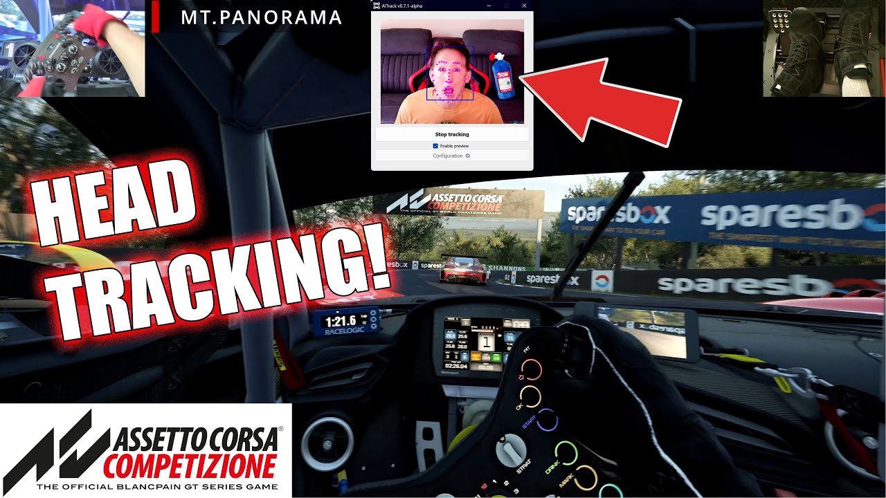 SIM RACING: ASSETTO CORSA COMPETIZIONE - HEAD TRACKING TEST at 6 circuits using AITRACK & OPENTRACK!