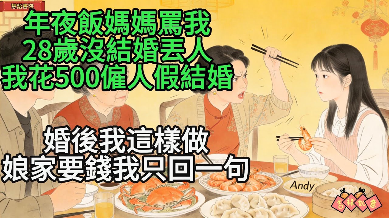 年夜飯媽媽罵我，28歲沒結婚丟人，我花500僱人假結婚................！🌹#情感故事 #為人處世 #生活經驗 #情感 #婚姻  #故事