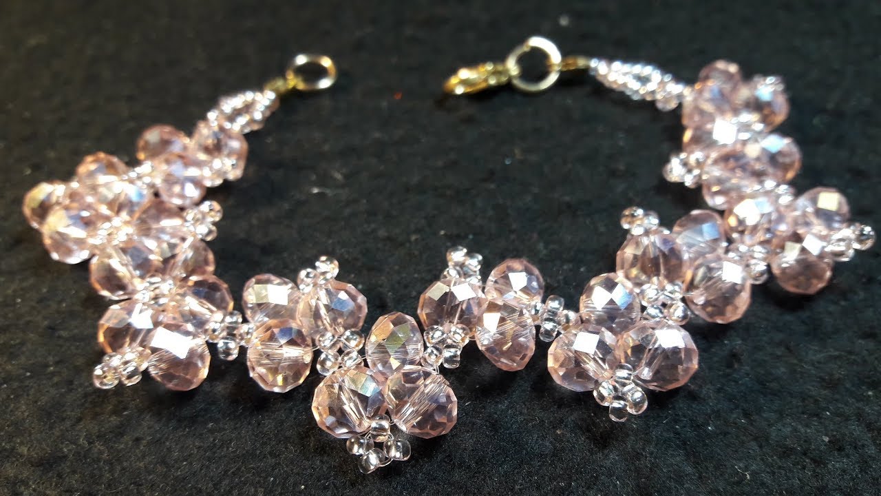 Elegante Pulsera de Cristales y Chaquiras...Clase #64!!!