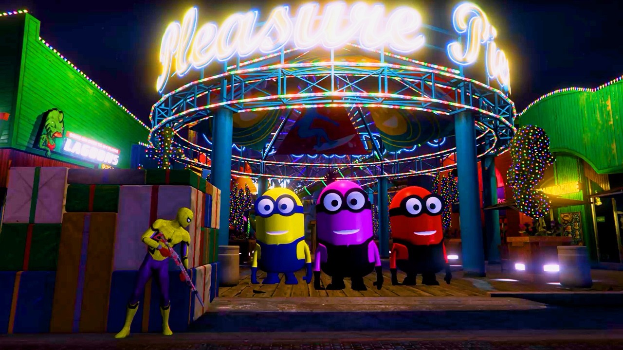 Spider-Man vs Minions at Ferris Wheel | GTA 5