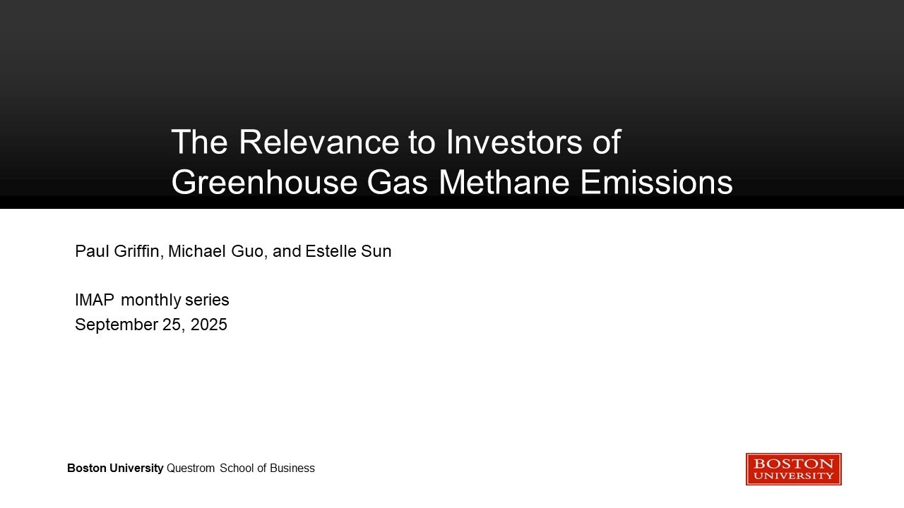 The Relevance to Investors of Greenhouse Gas Methane Emissions