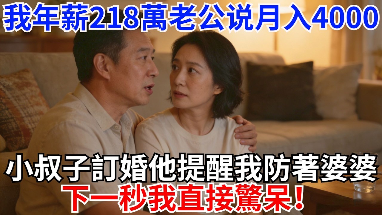 我年薪218萬，老公卻跟婆婆撒謊説我月入4000。直到小叔子訂婚，他偷偷發消息提醒我：防著點我媽，她肯定要找你借彩禮錢，下一秒我直接驚呆！#故事#情感