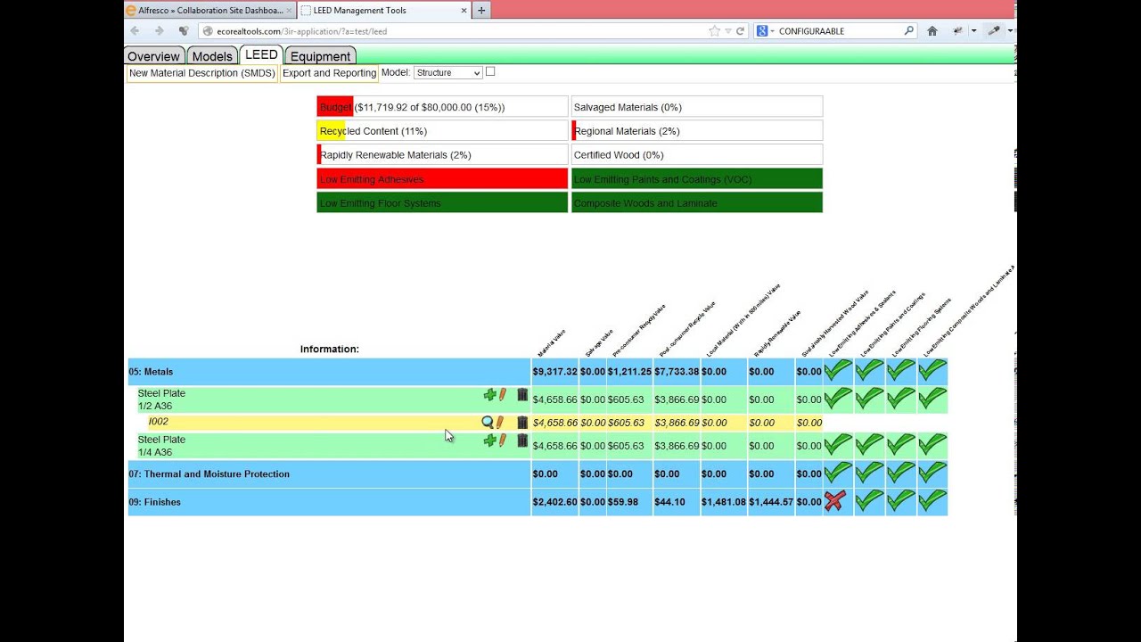 gBIM Material Tracking