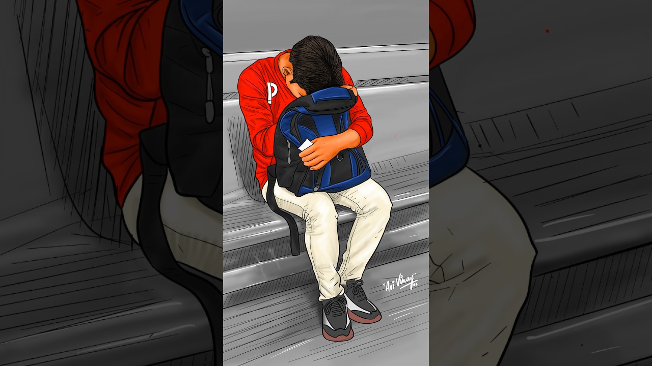 Boy Sleeping In Metro And His Live Drawing 