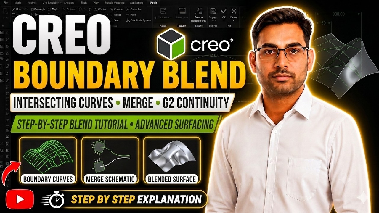 Boundary Blend in PTC Creo Parametric 7.0 | Surfacing Tutorial with Practice Example
