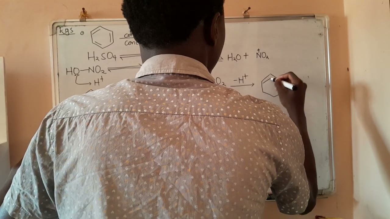 Reactions of benzene with acid anhydrides, concentrated nitric acid and concentrated sulphuric acid