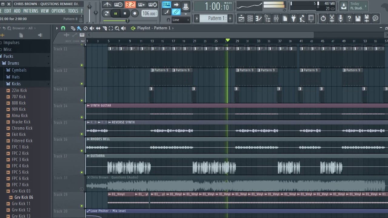 Chris Brown - Questions Instrumental + FLP ( MASTER BEATS )  FL Studio