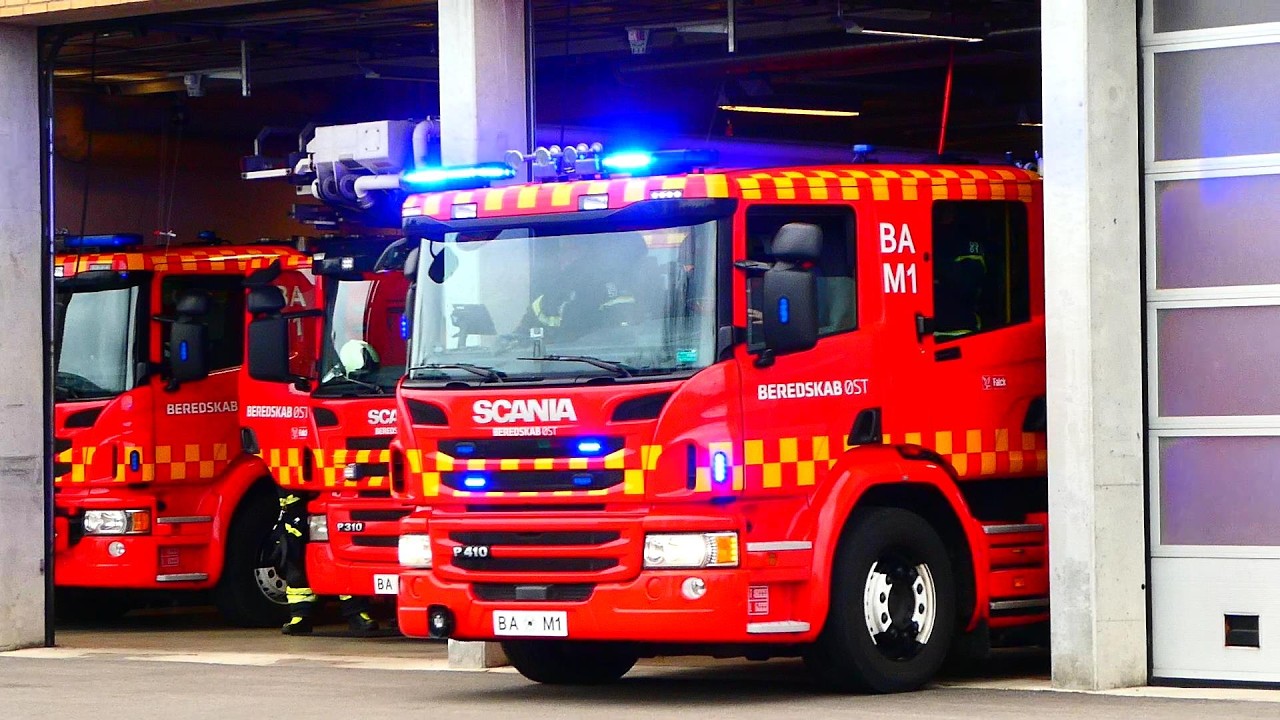 4 X ST.BALLERUP (BAP1+BAM1+BAV1+A45) TRAFIKULYKKE beredskab øst falck brandbil & ambulance udrykning