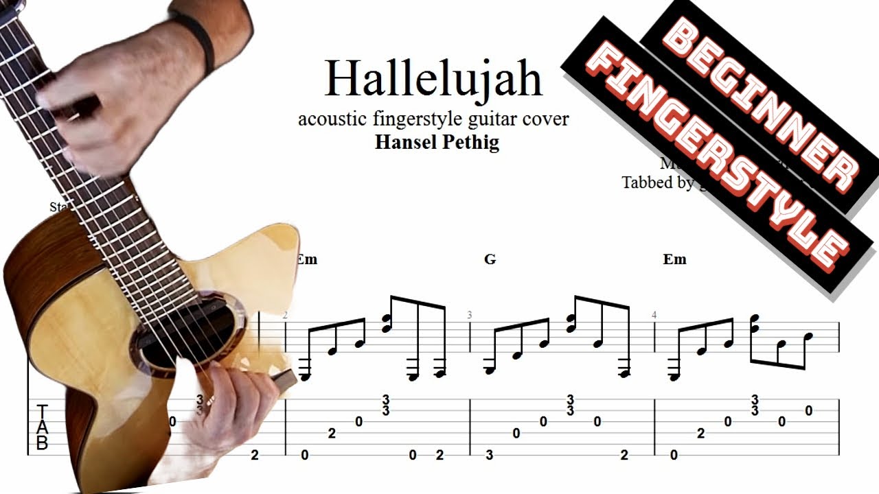 Hallelujah TAB - easy acoustic fingerstyle guitar tabs (PDF + Guitar Pro)