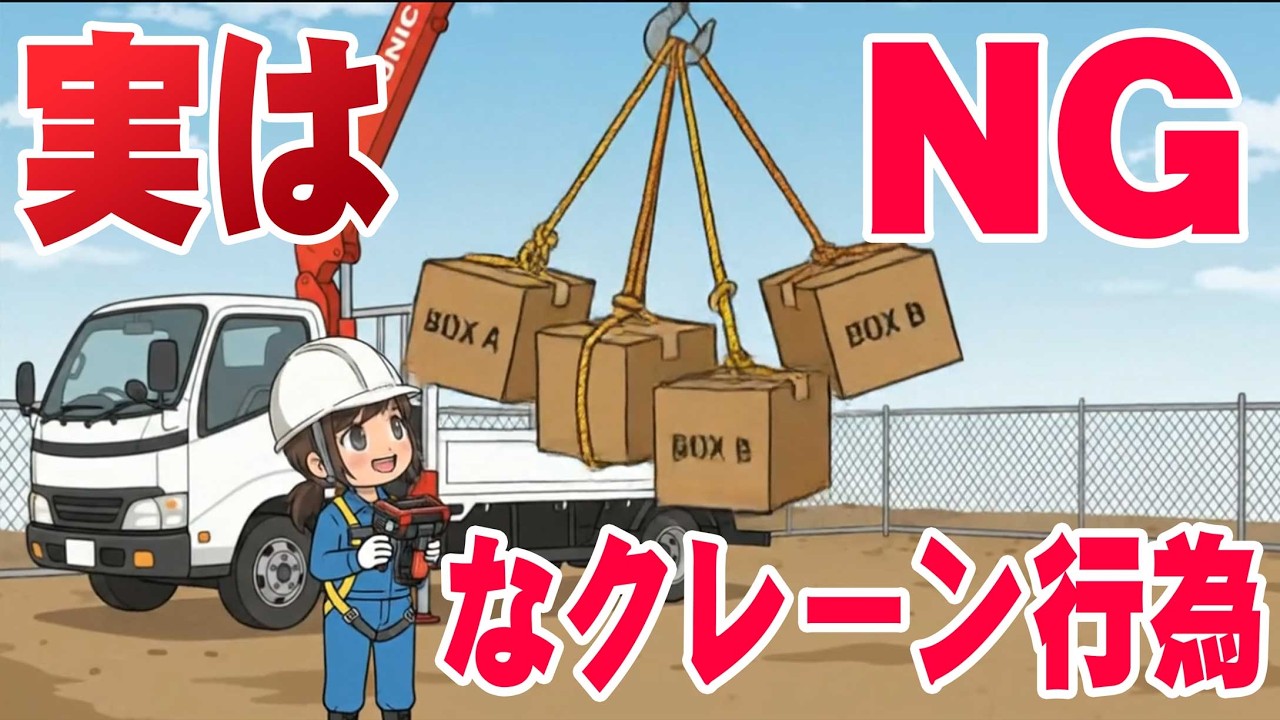 【アニメ解説】え？ダメなの？クレーン吊り作業でついやりがちなNG行為６選をアニメ付で解説【ユニック車】