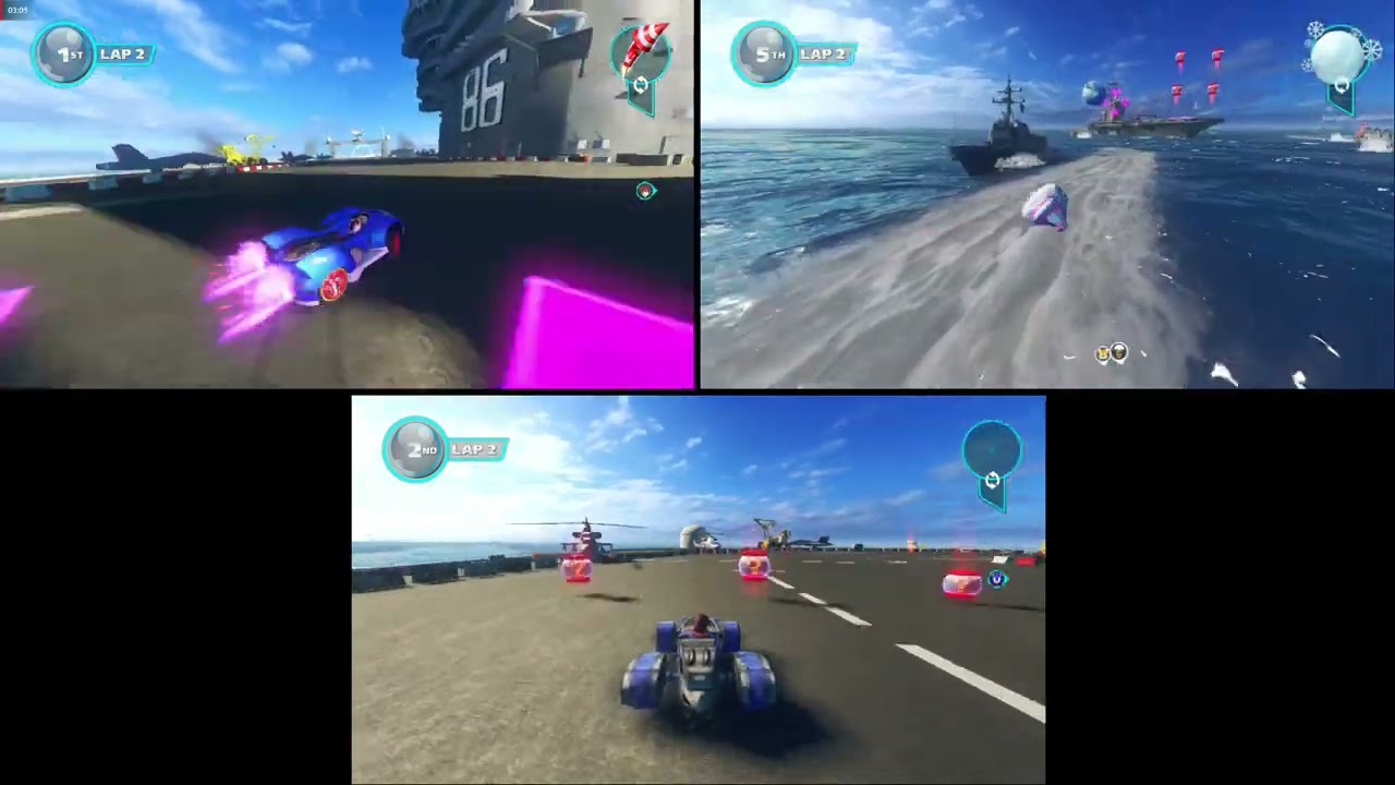 Sonic & All Stars Racing Transformed Carrier Zone 3 player