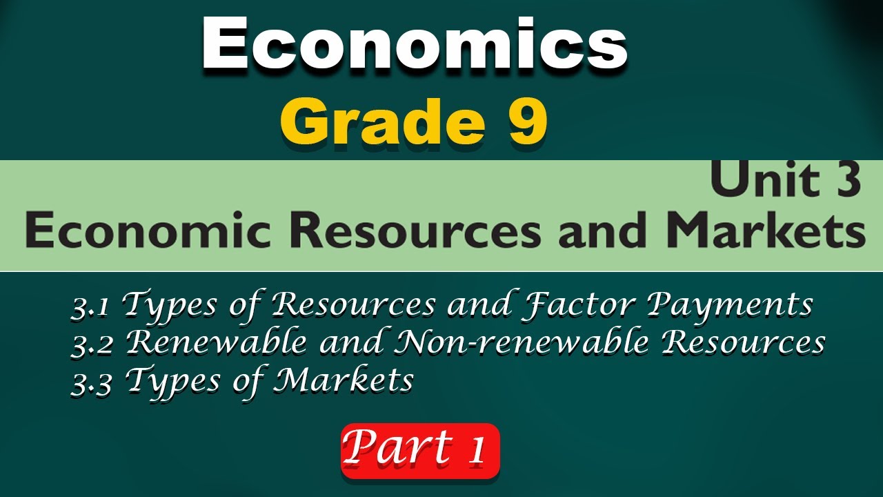 Grade 9 Economics unit 3 part 1 | Economic resource and markets | Types of Markets