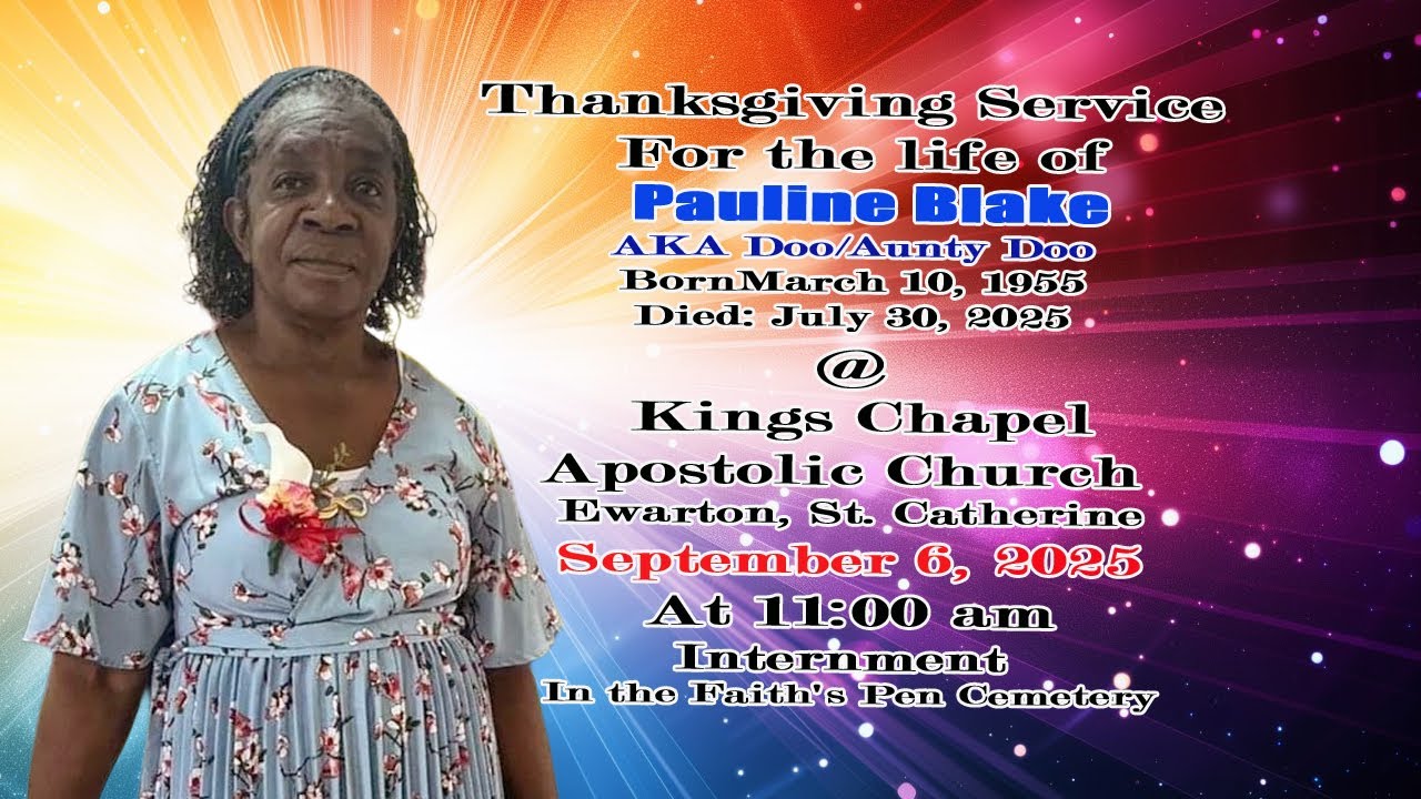 Thanksgiving Service For the life of  Pauline Blake AKA Doo/Aunty Doo