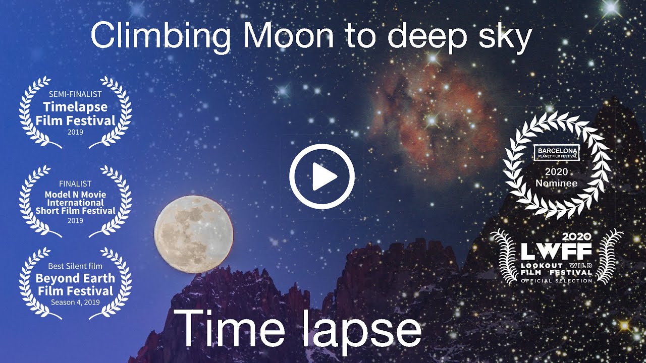 timelapse Climbing moon to deep sky