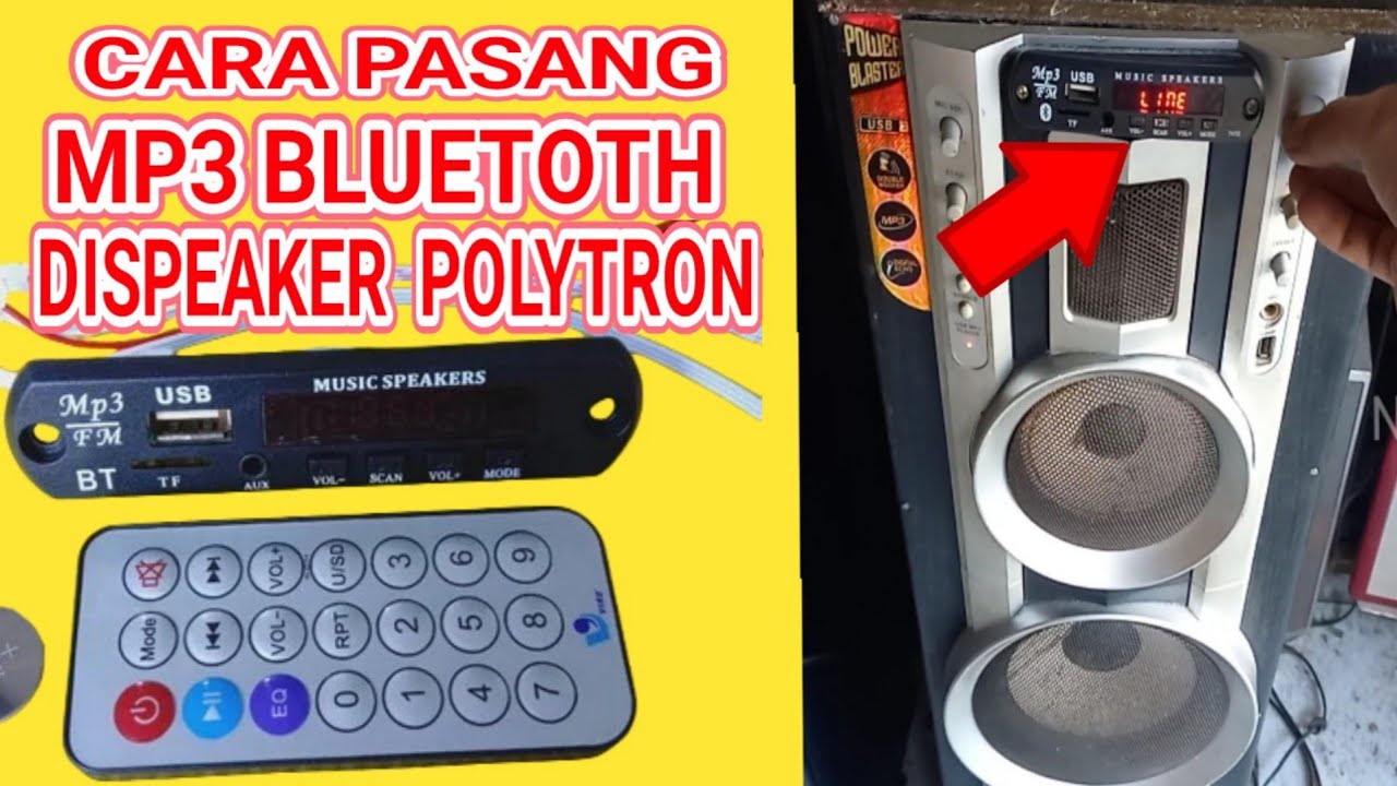 CARA PASANG MP3 BLUETOOTH DI SPEAKER AKTIP POLYTRON