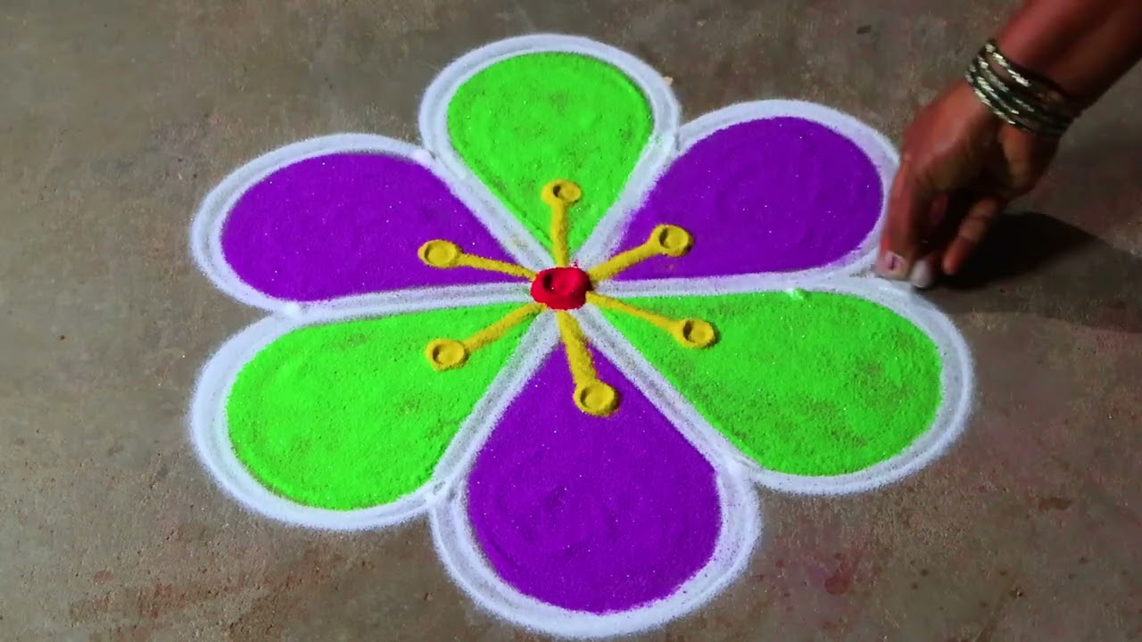 Maasi magam 🌻special kolam 🌻 3*2 pandaga muggulu designs 🌻 simple flowers rangoli design