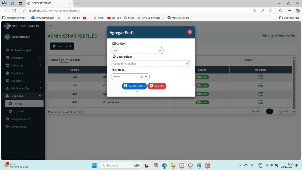 CRUD PERFILES PHP - MYSQL