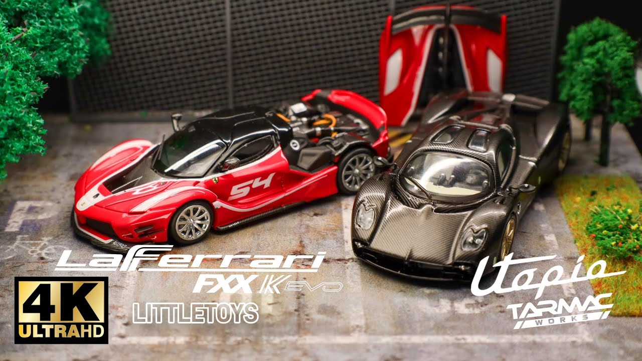 Tarmac Works 1:64 - Pagani utopia  & LITTLETOYS 1:64 - Ferrari FXX K Evo l Cinema Shot 4K Die-cast
