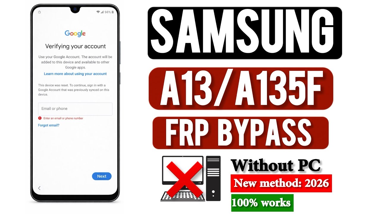 Samsung A13 (A135F) FRP Bypass Without PC | New Method 2026