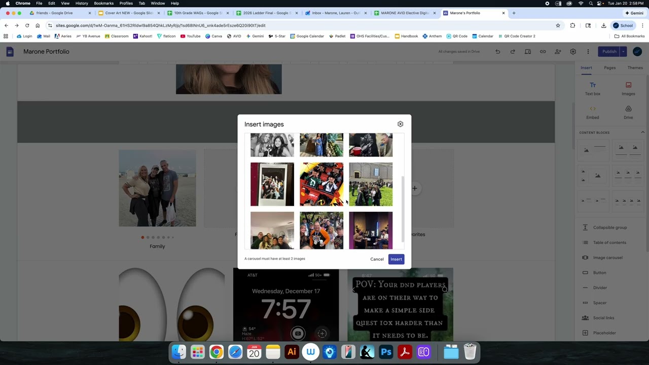 Add an Image Carousel - Digital Portfolio (Google Sites)