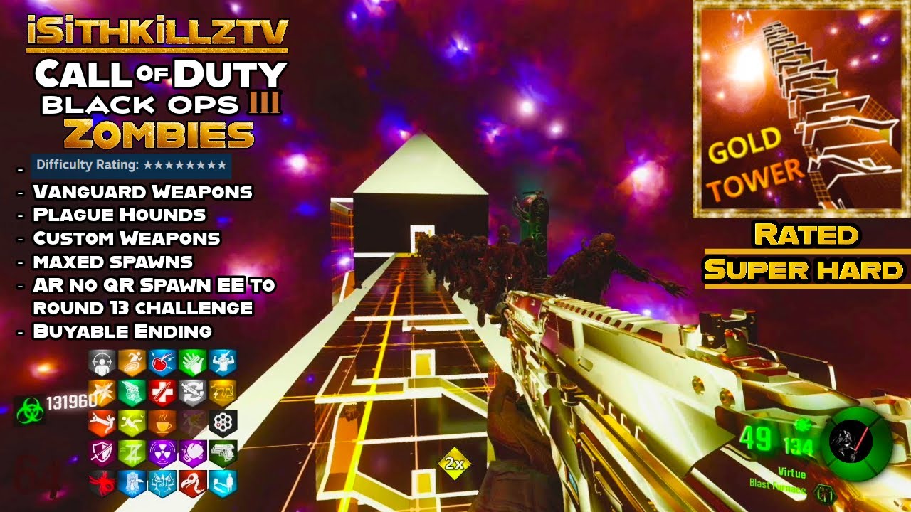 The ridiculously HARD Gold Tower has been CONQUERED! Full SOLO completion - Bo3 Custom Zombies