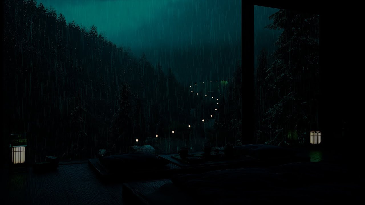 Quiet Night Rain in the Deep Mountains 🌧 (No Ads) | Soothing Cabin Sounds for Sleep & Calm