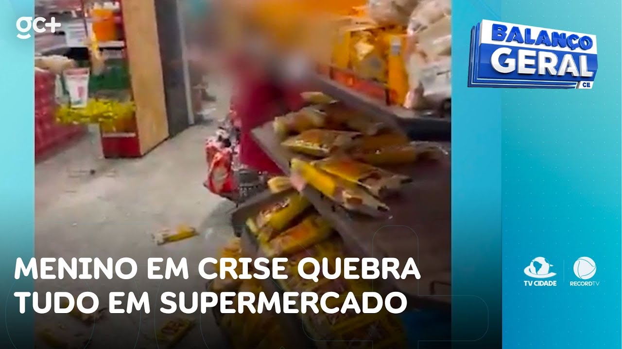 Menino em crise quebra tudo em supermercado | Balanço Geral CE