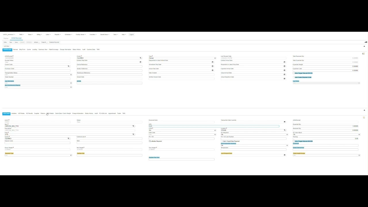 Inbound Receiving - Infor WMS