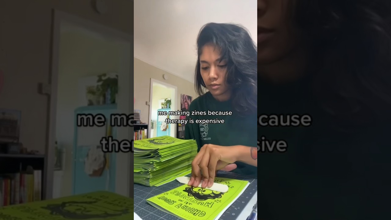 Making zines because therapy is expensive 😭✂️