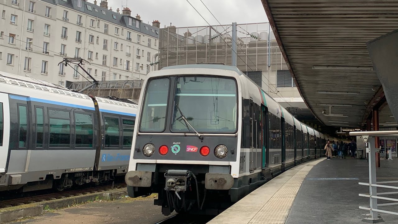 Les Rames Mi79/84 du RER B à Drancy (4K)
