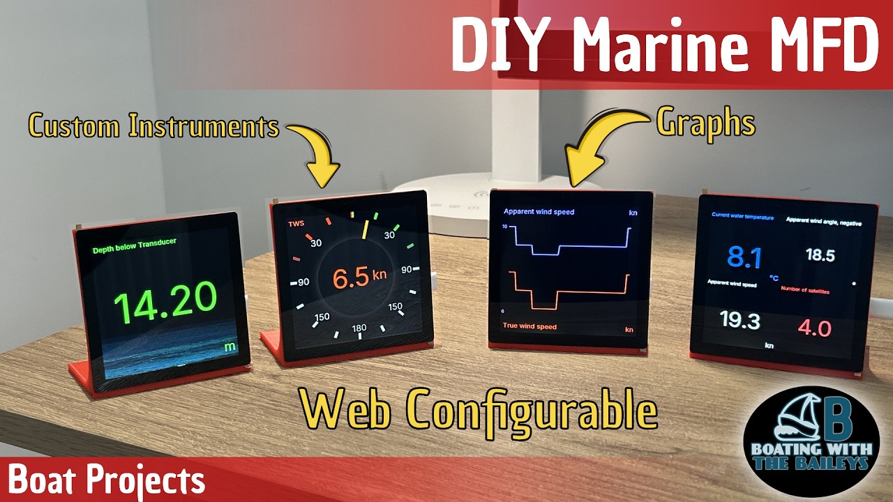 Самодельный морской многофункциональный дисплей на базе ESP32 – квадратный дисплей для лодки, соз...