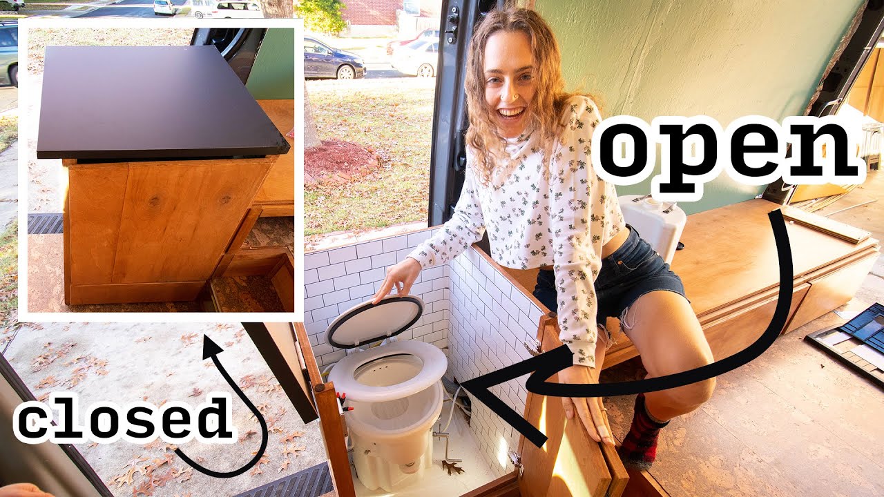 Convertible Compost Toilet/Kitchen Counter in a Van!! | DIY Camper Van Conversion
