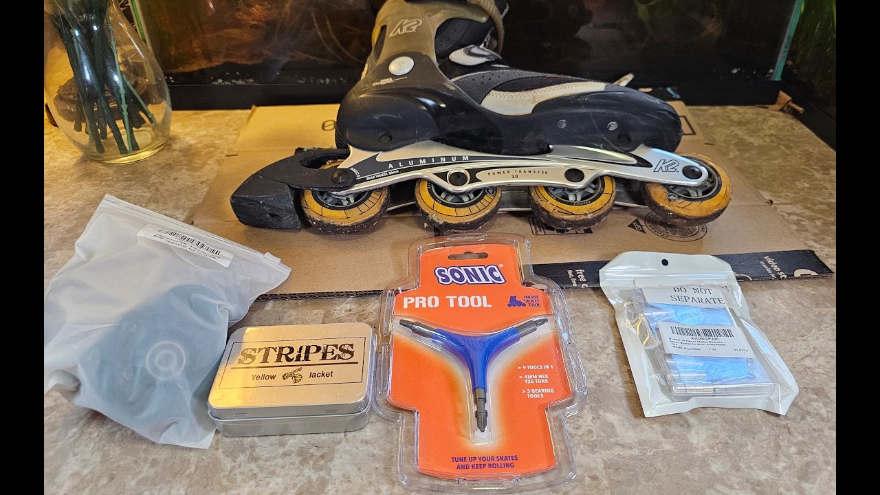 K2 Inline Skate Wheels Installed (AOWESM Wheels, Stripes Bearings, Spacers) and Unboxing