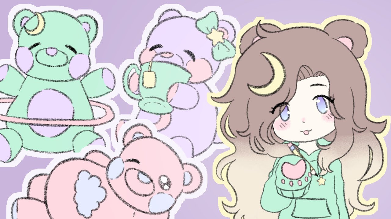 Creating My FIRST Sticker Sheet! Pastel Space Teddies!