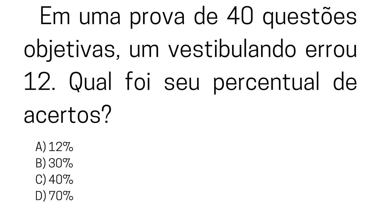 QUESTÃO DE PORCENTAGEM QUE A MAIORIA NÃO SABE RESOLVER! VOCÊ CONSEGUE ?