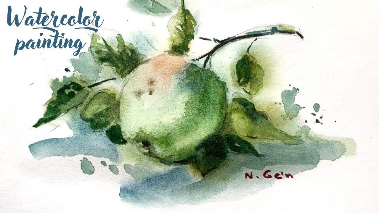 How to Paint Watercolor - Apple still life (tutorial)