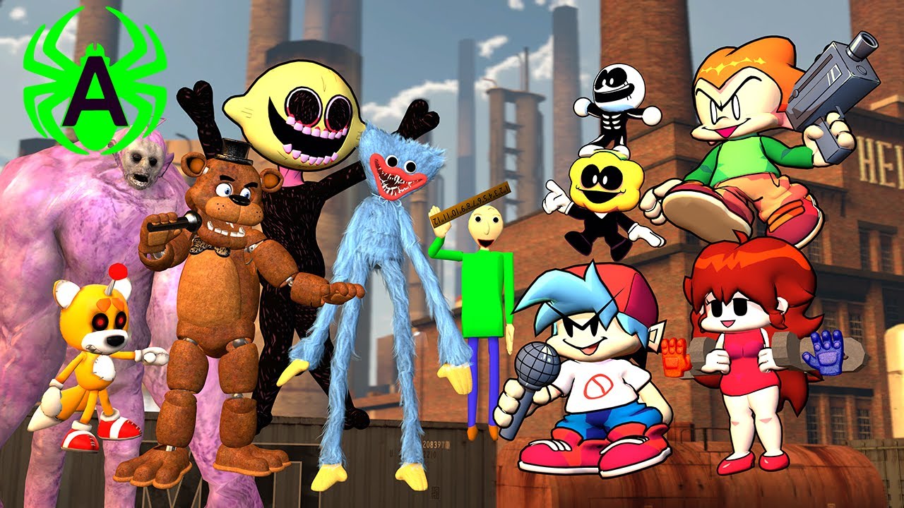 FNF (Часть 5) анимационный 3D мультфильм, но в нем есть и Huggy Wuggy Baldi, и FNAF, и крипипаста.