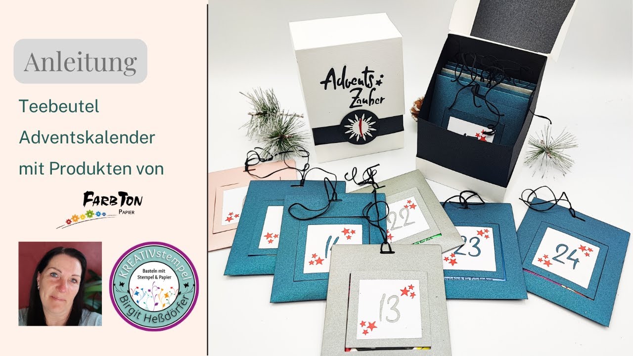 Anleitung Tee Adventskalender mit den Stanzformen Teebeutel Verpackung und Klappbox Farbton Papier
