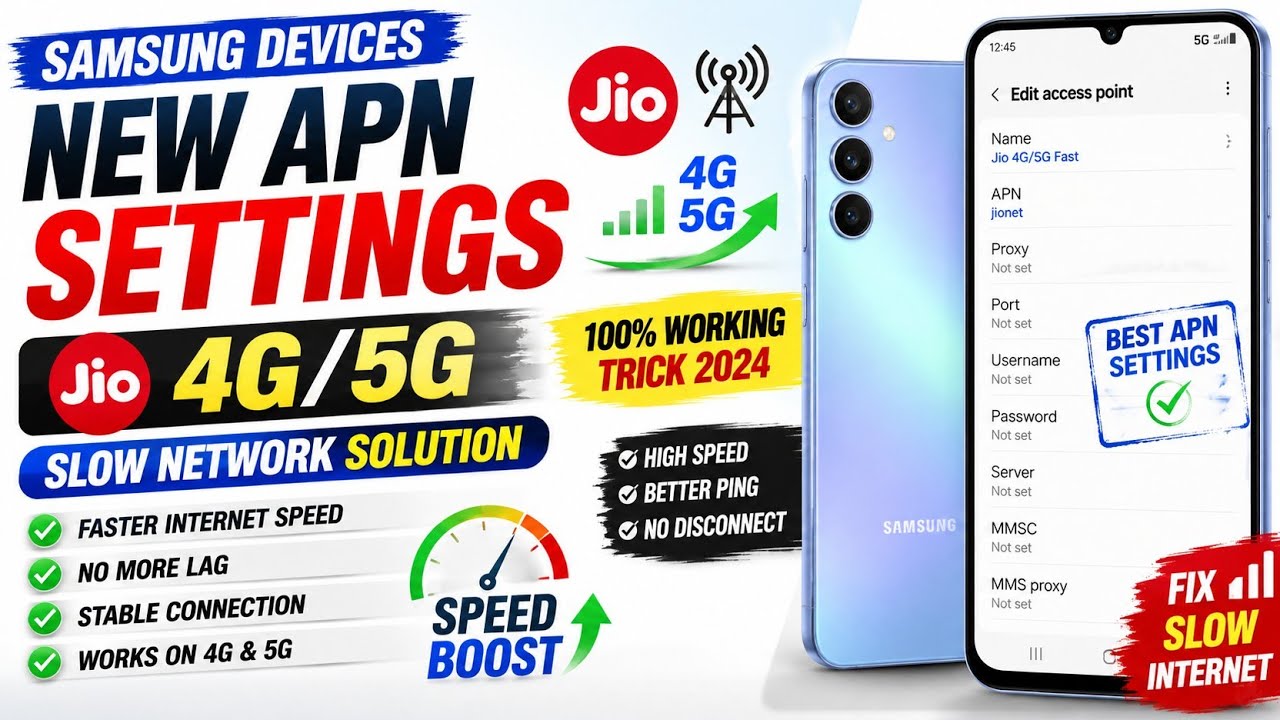 Jio4G/5G New APN Setting 2026 ✅ Jio4G Network issue Fix 🛜 Jio internet Speed Improve 
