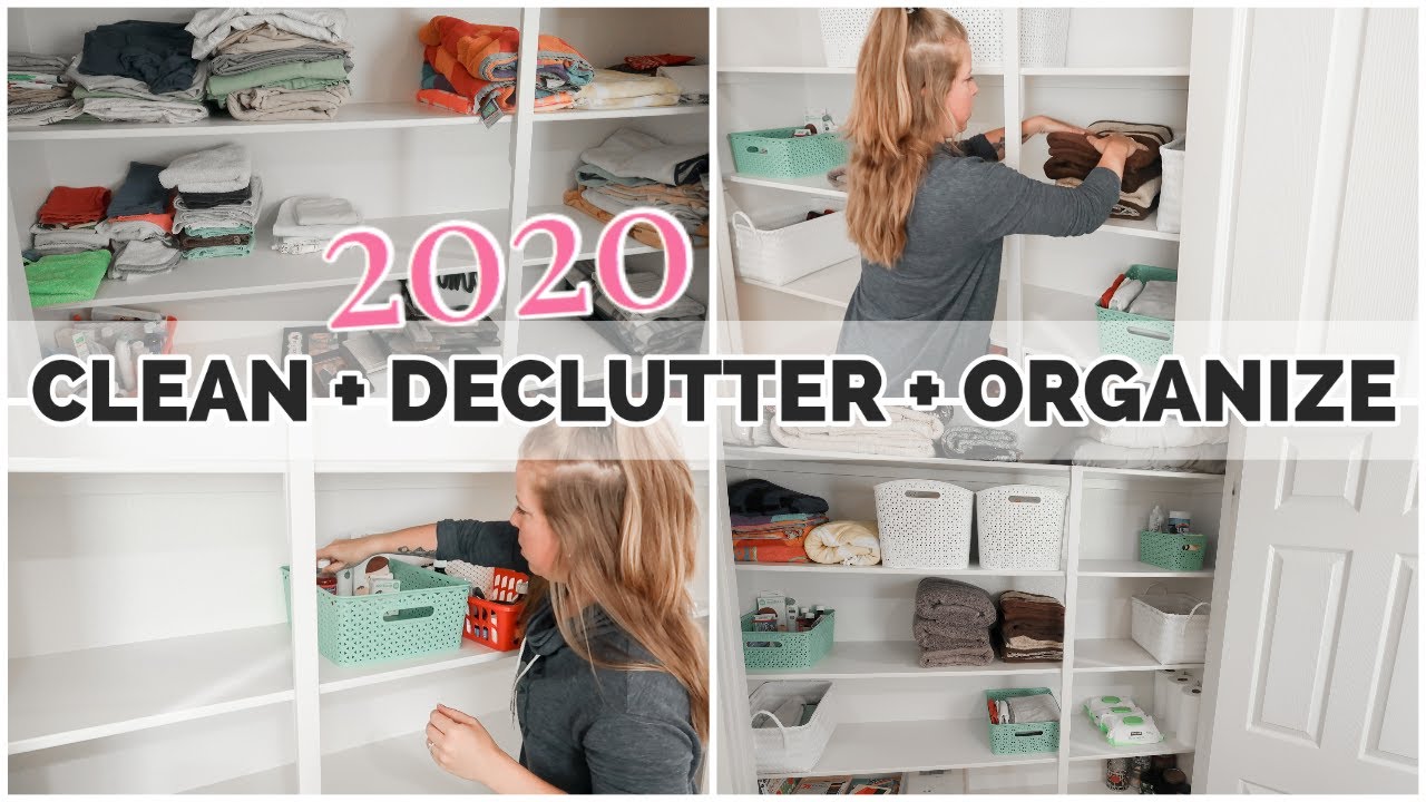 LINEN CLOSET ORGANIZATION || CLEAN + DECLUTTER WITH ME 2020 || EXTREME CLEANING MOTIVATION