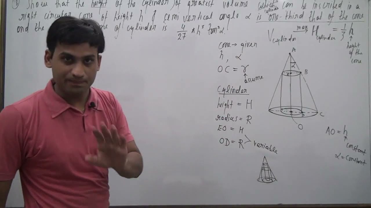 Show that height of the cylinder of greatest volume which can be inscribed in a right circular