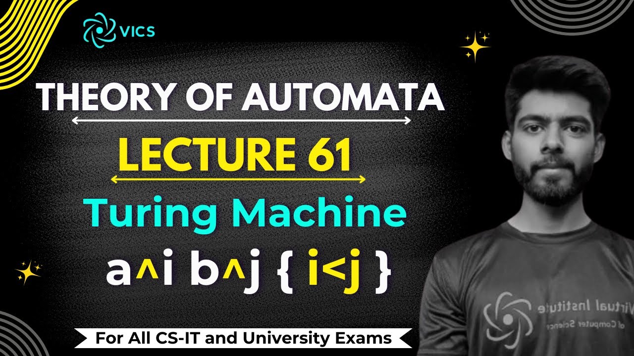 61- Turing Machine for a^i & b^j where i less than j | Theory of Automata