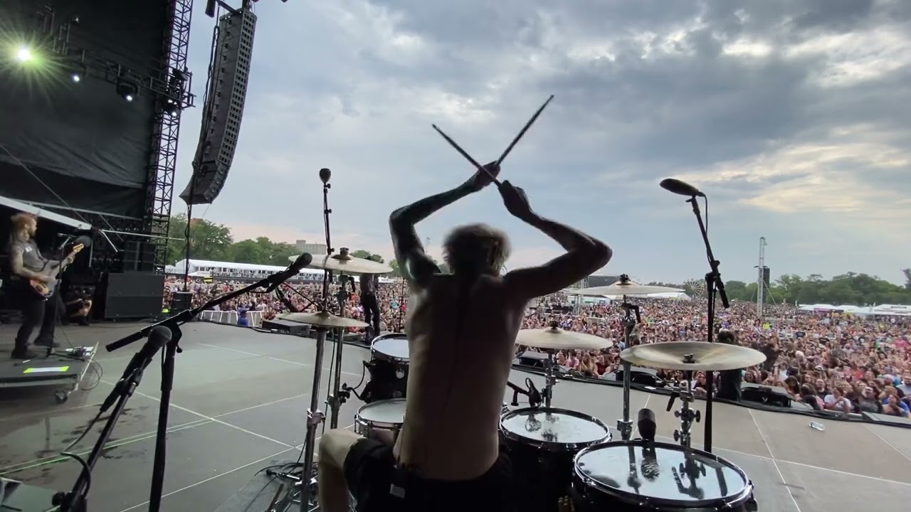 jxdn covering break stuff at riot fest. tosh drum cam