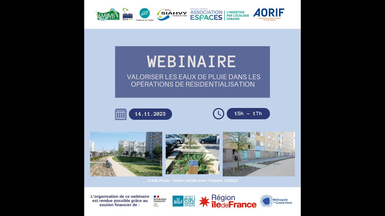 WEBINAIRE​ - Valoriser les eaux de pluie dans les opérations de résidentialisation​