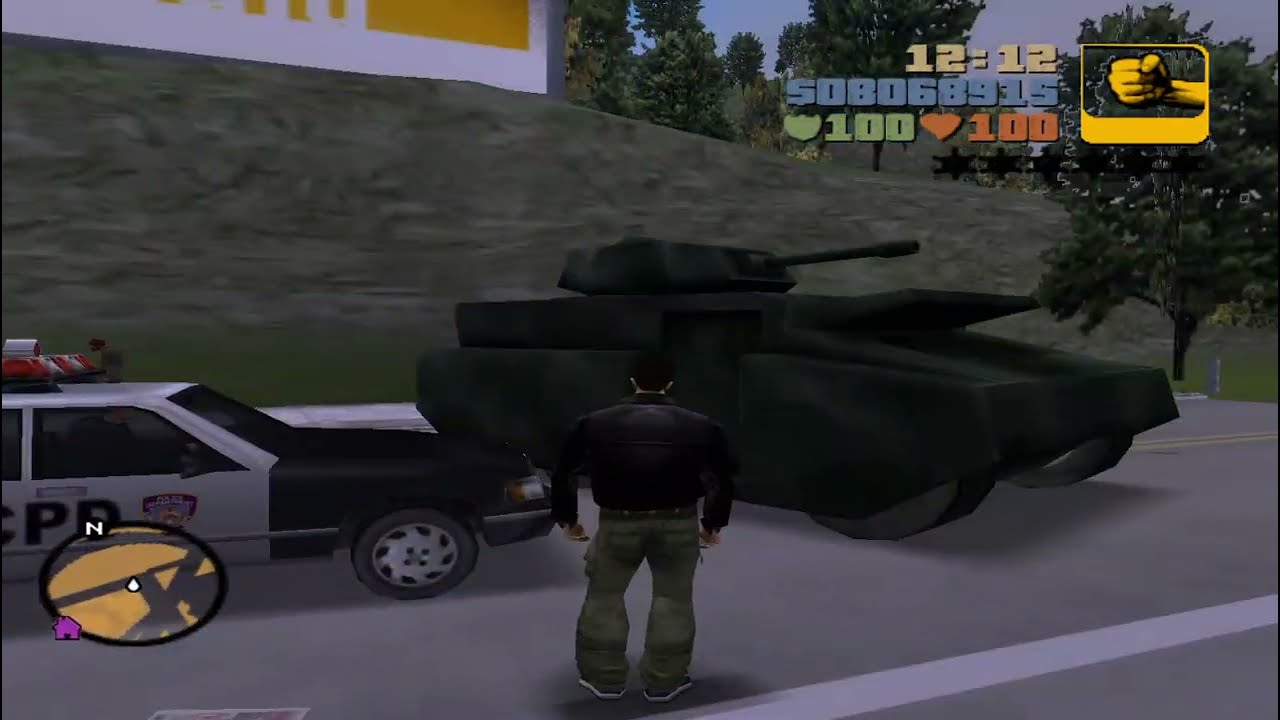 GTA 3 - Driving a Rhino Tank until Wasted! 6 Stars Wanted Level