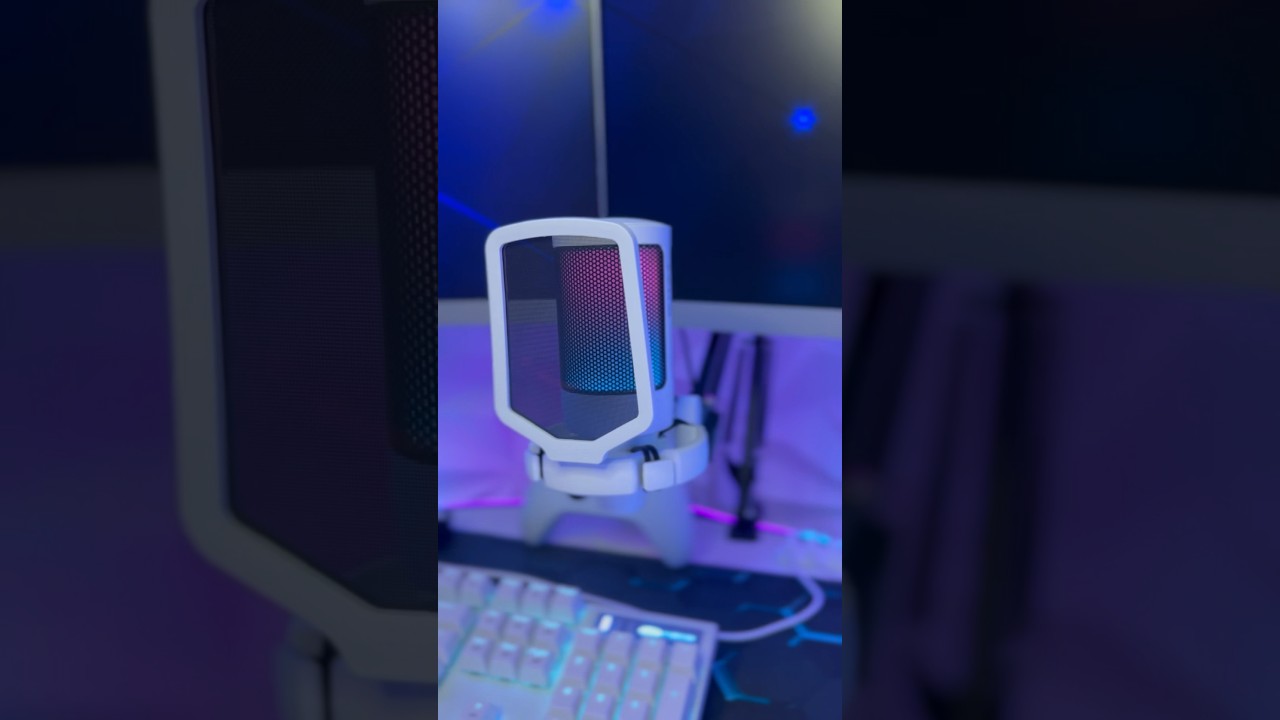 Level up your gaming and streaming setup with the FIFINE A6T White USB Microphone Kit! 🔵🟣