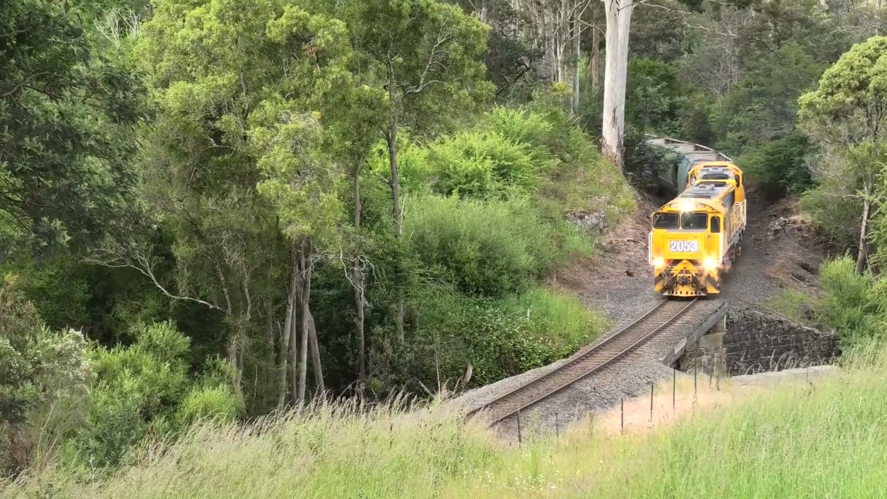 TasRail train 347 2053/2052 crossing Coiler Creek 23/12/2025