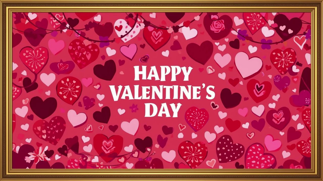 Happy Valentine’s Day 4K TV Screensaver | Pink Red Hearts, Cute Framed Art Display Decor Aesthetic