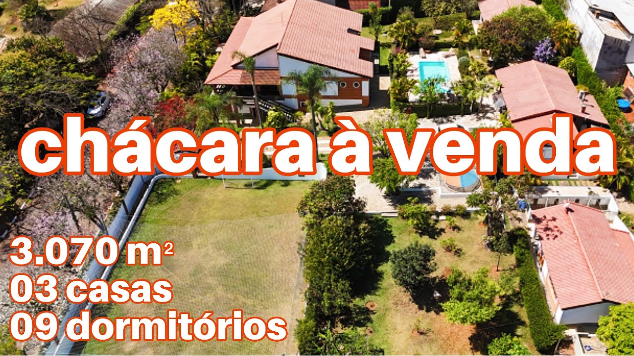 178 - CHÁCARA À VENDA  3.070 M² 03 CASAS 09 DORMITÓRIOS (04 SUÍTES) A 01 HORA DE SP POR R$ 1.700.000