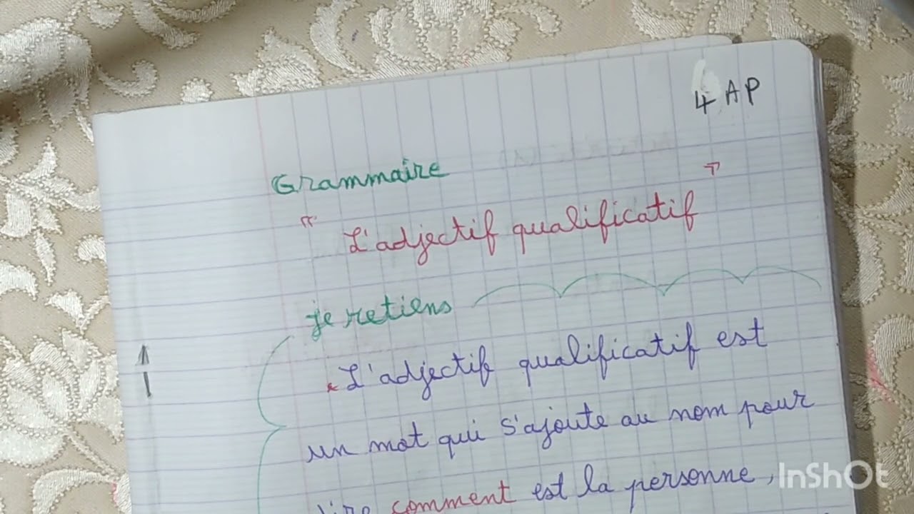 Grammaire L adjectif qualificatif  للرابعة ابتدائي ☔pour 4ap